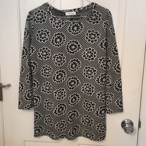 Sheer black & white flower tunic